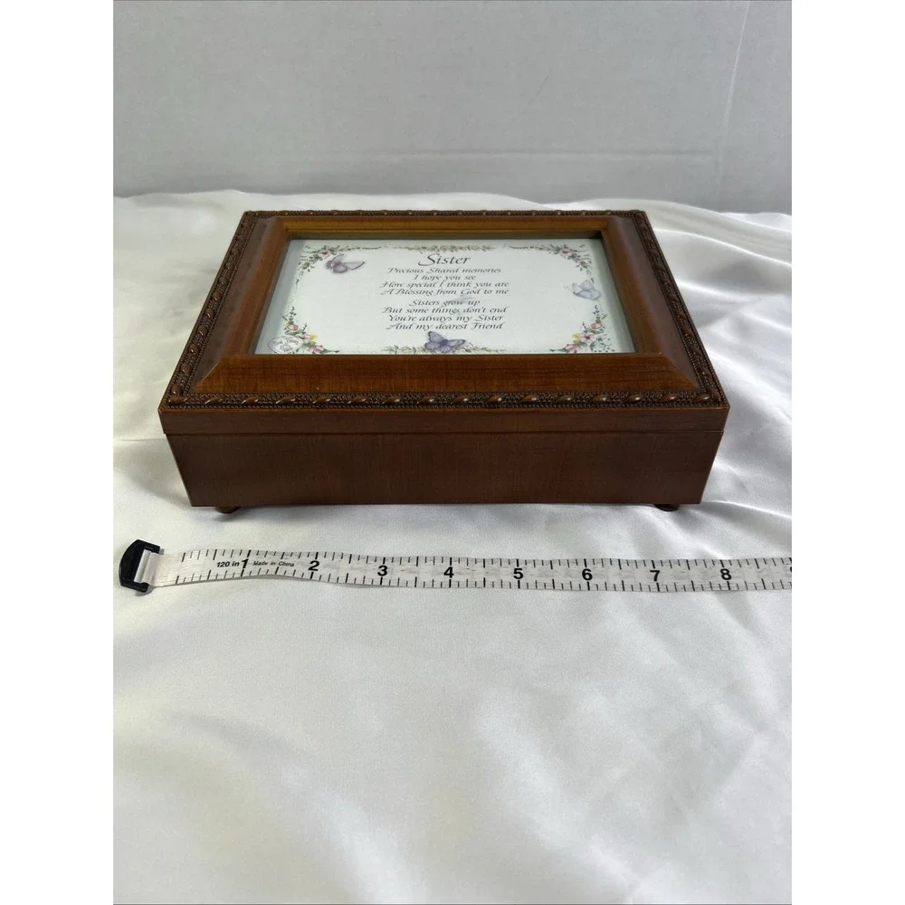 VTG Sister Music Box Wooden Jewelry / Photo 8 x 6‎ Box Plays music Nostalgia